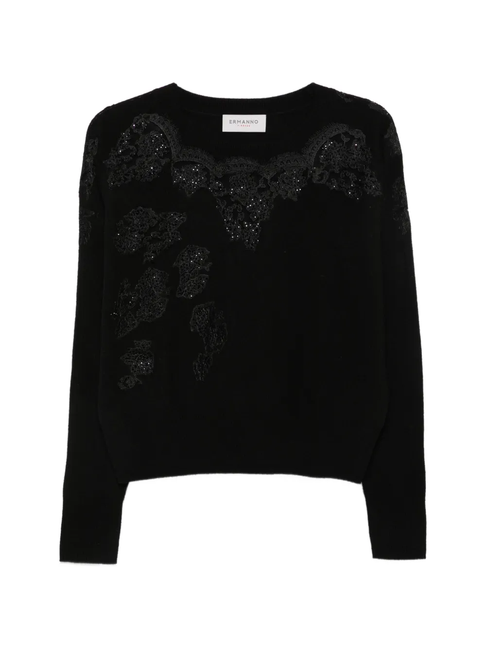 ERMANNO FIRENZE lace-panel sequin-embellished sweater