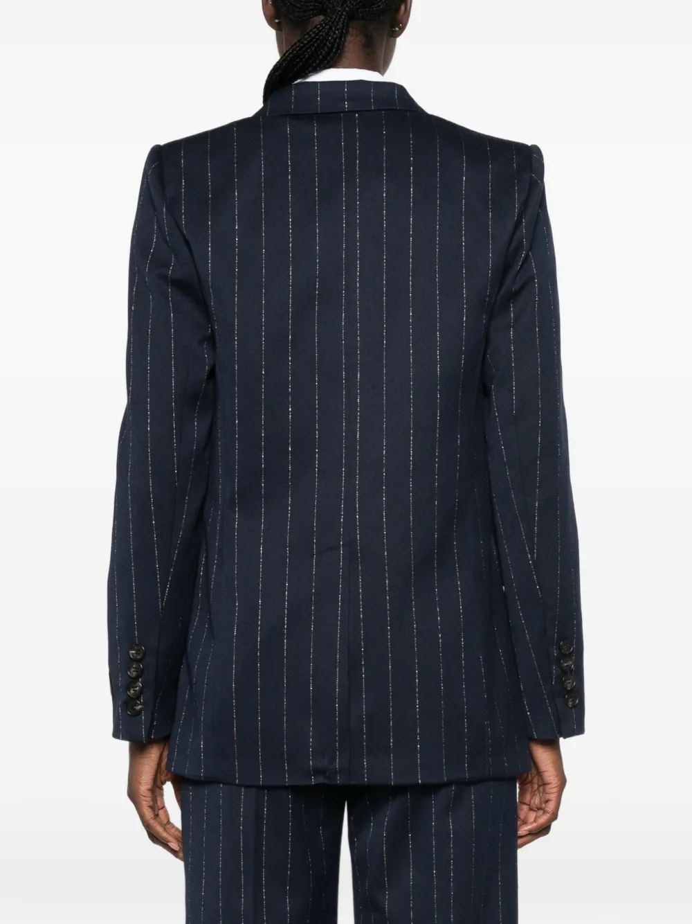 ERMANNO FIRENZE Blazer met krijtstreep en dubbele rij knopen Blauw