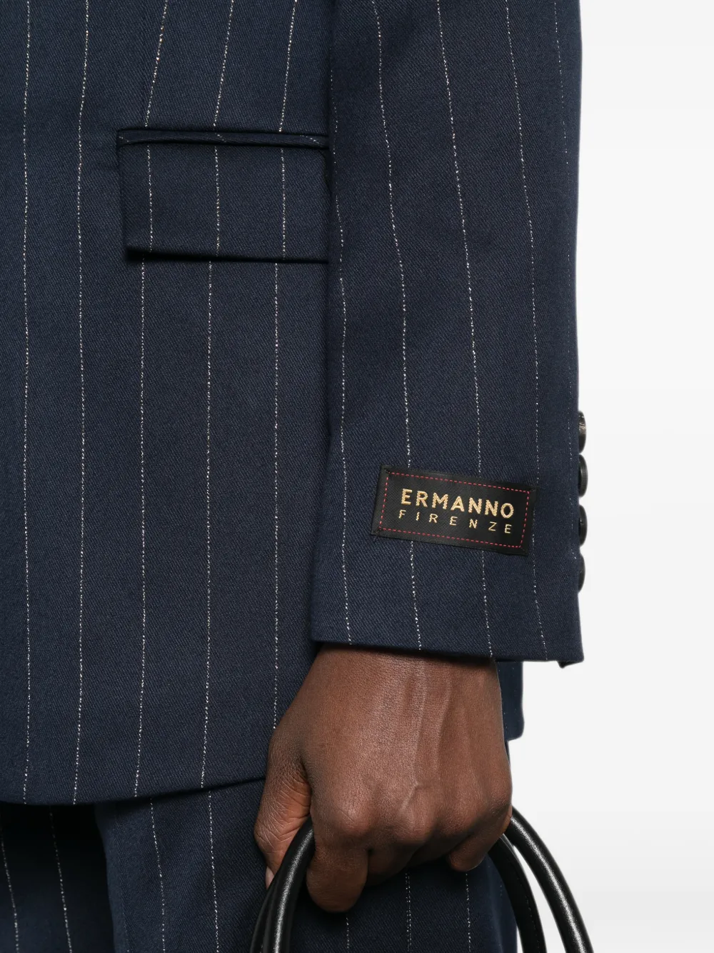 ERMANNO FIRENZE Blazer met krijtstreep en dubbele rij knopen Blauw
