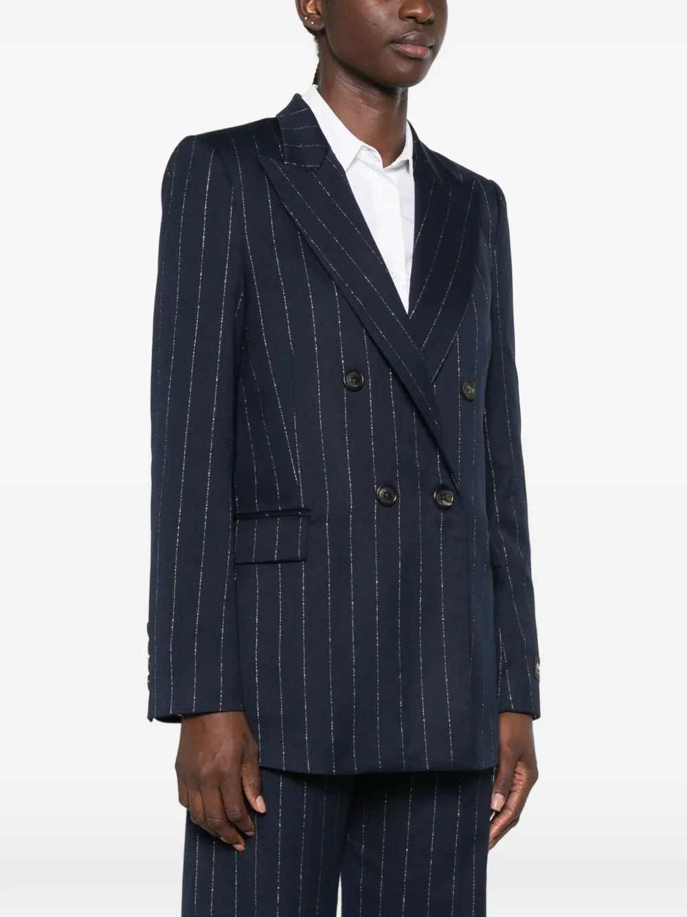 ERMANNO FIRENZE Blazer met krijtstreep en dubbele rij knopen Blauw