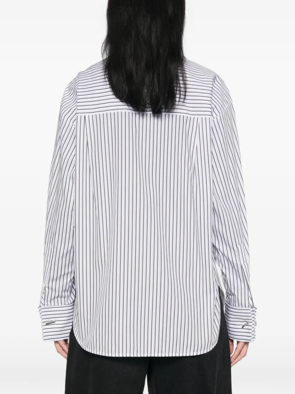 ERMANNO FIRENZE Gestreepte blouse verfraaid met parels Wit
