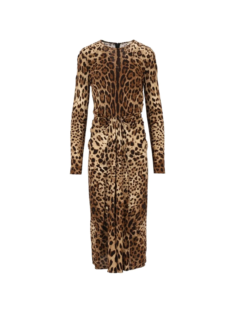 Dolce & Gabbana leo-print viscose jersey dress - Marrone
