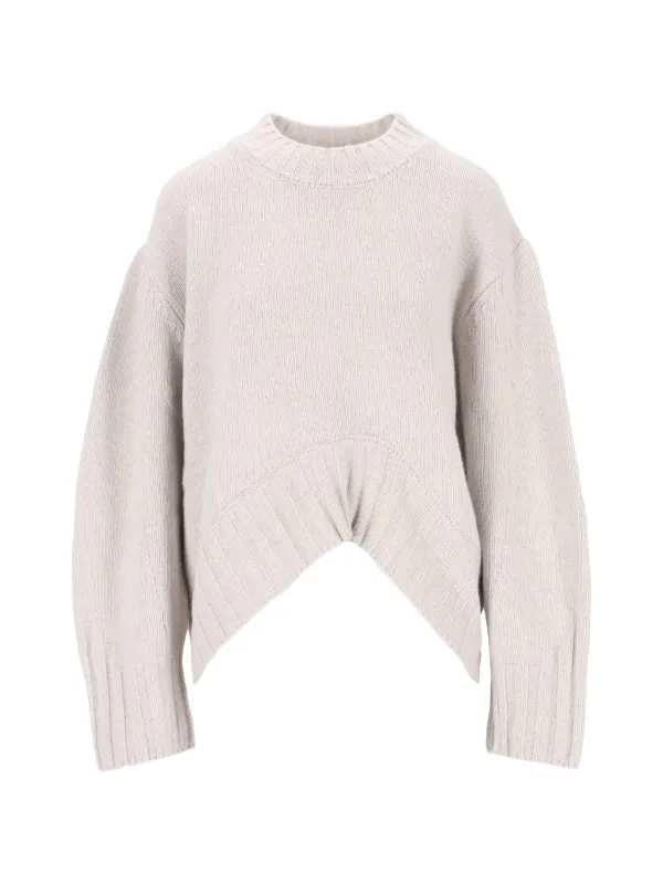 The Attico Embroidered Asymmetric-hem Sweater in Grey