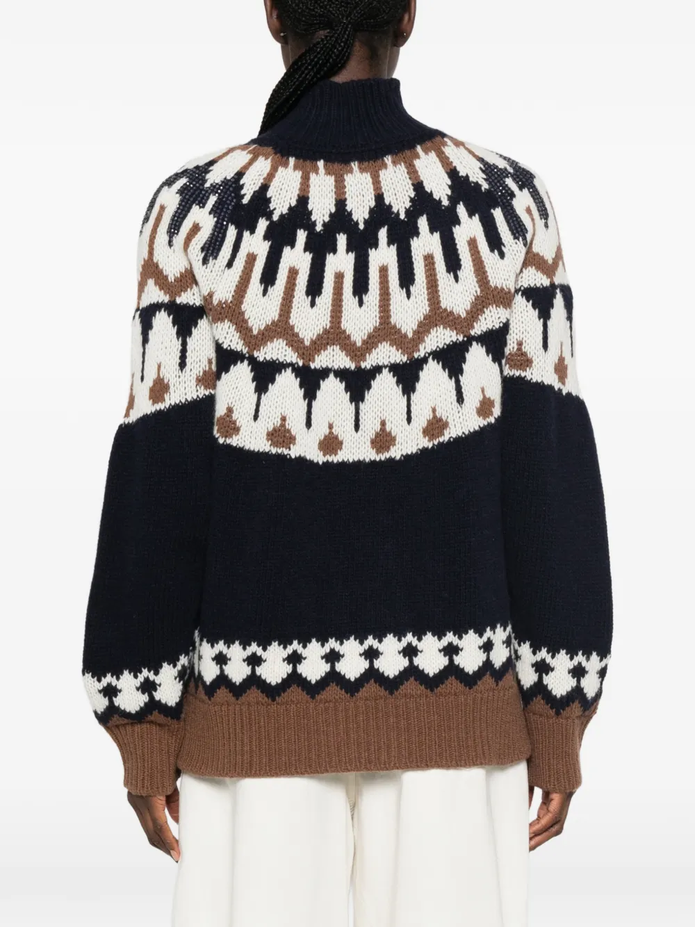 ERMANNO FIRENZE Fair Isle trui met hoge hals Blauw