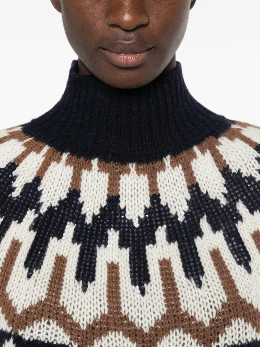 ERMANNO FIRENZE Fair Isle trui met hoge hals Blauw