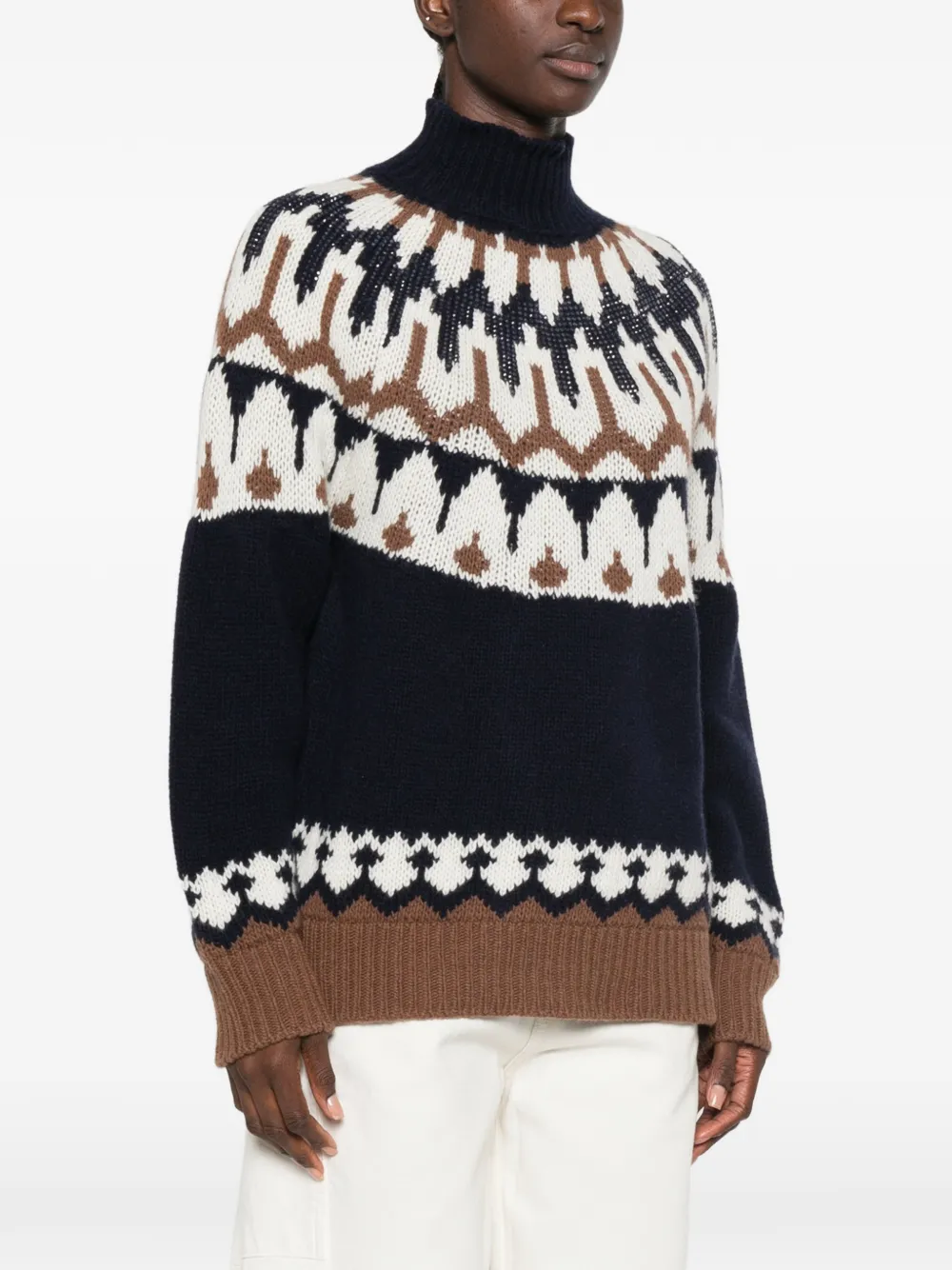 ERMANNO FIRENZE Fair Isle trui met hoge hals Blauw