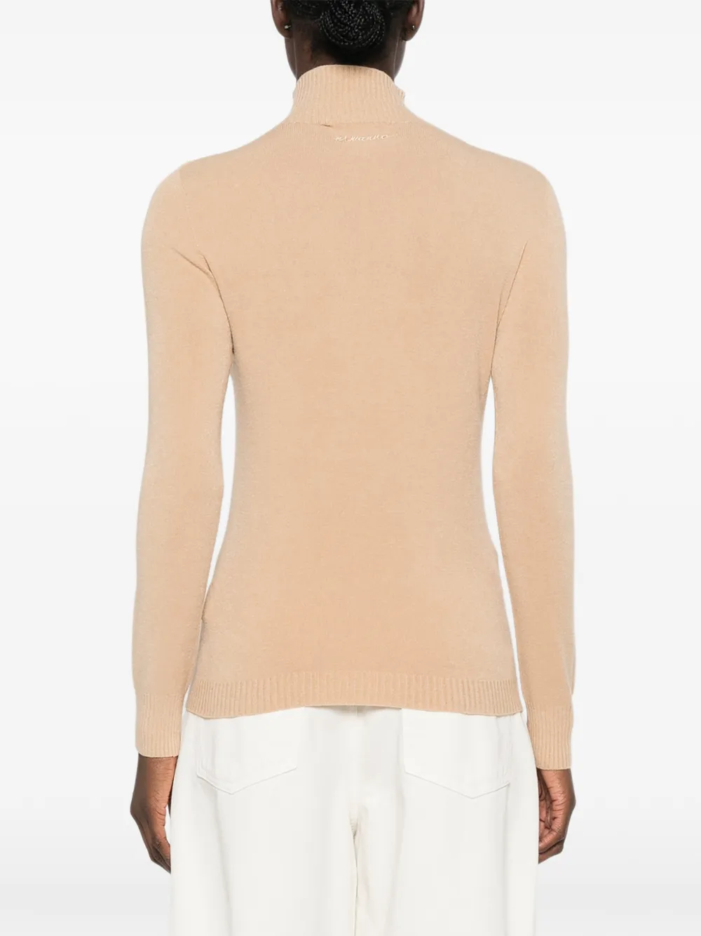 ERMANNO FIRENZE Trui met hoge hals en geribbelde afwerking Beige