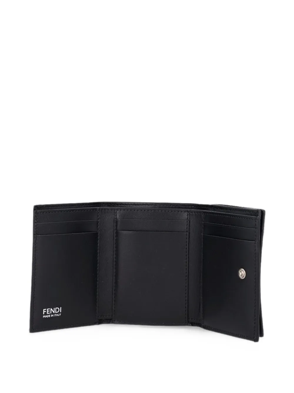 FENDI mini Tube trifold black crackled-leather compact wallet Zwart