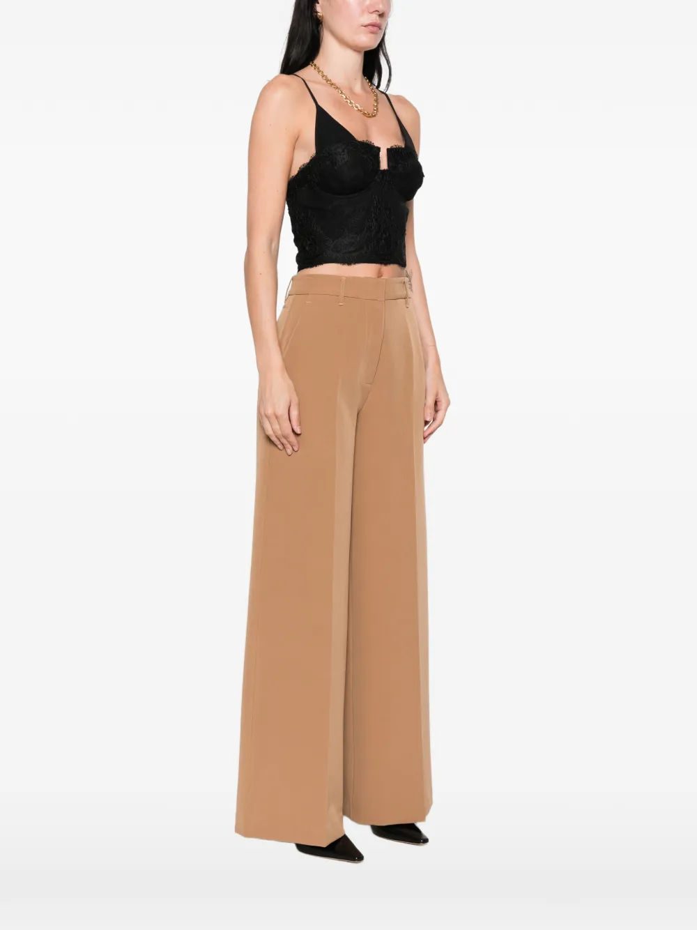 ERMANNO FIRENZE Cropped top met kanten vlakken Zwart