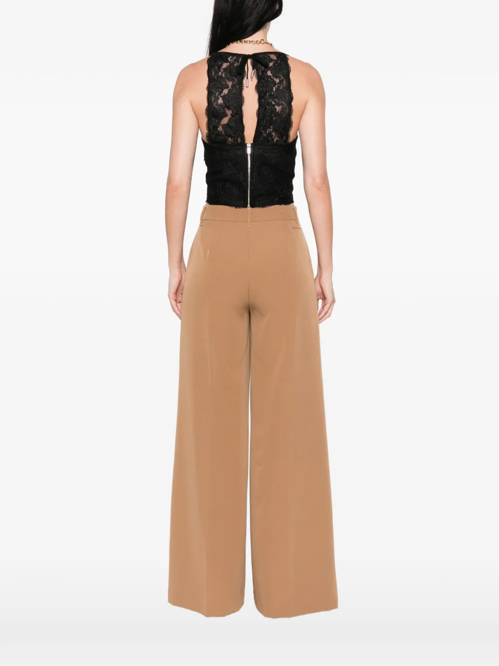 ERMANNO FIRENZE Cropped top met kanten vlakken Zwart