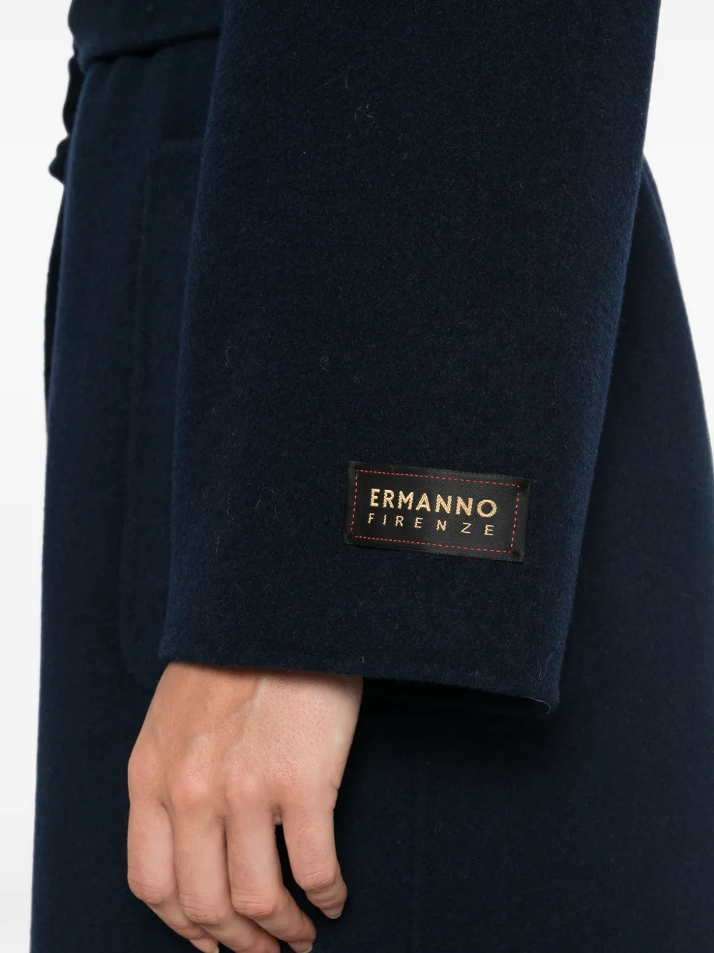 ERMANNO FIRENZE Jas met gekerfde revers en ceintuur Blauw