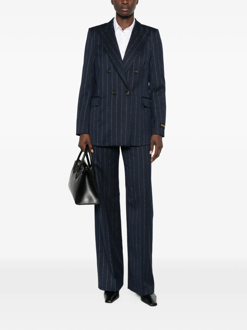 ERMANNO FIRENZE Broek met krijtstreep Blauw
