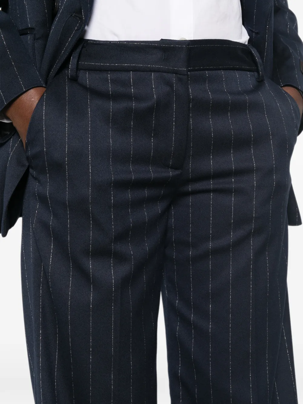 ERMANNO FIRENZE Broek met krijtstreep Blauw