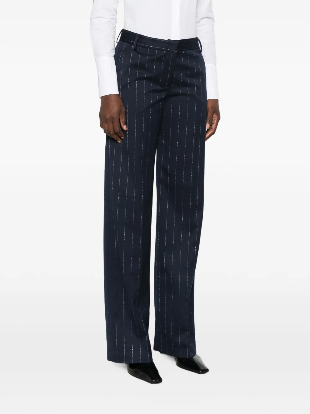 ERMANNO FIRENZE Broek met krijtstreep Blauw