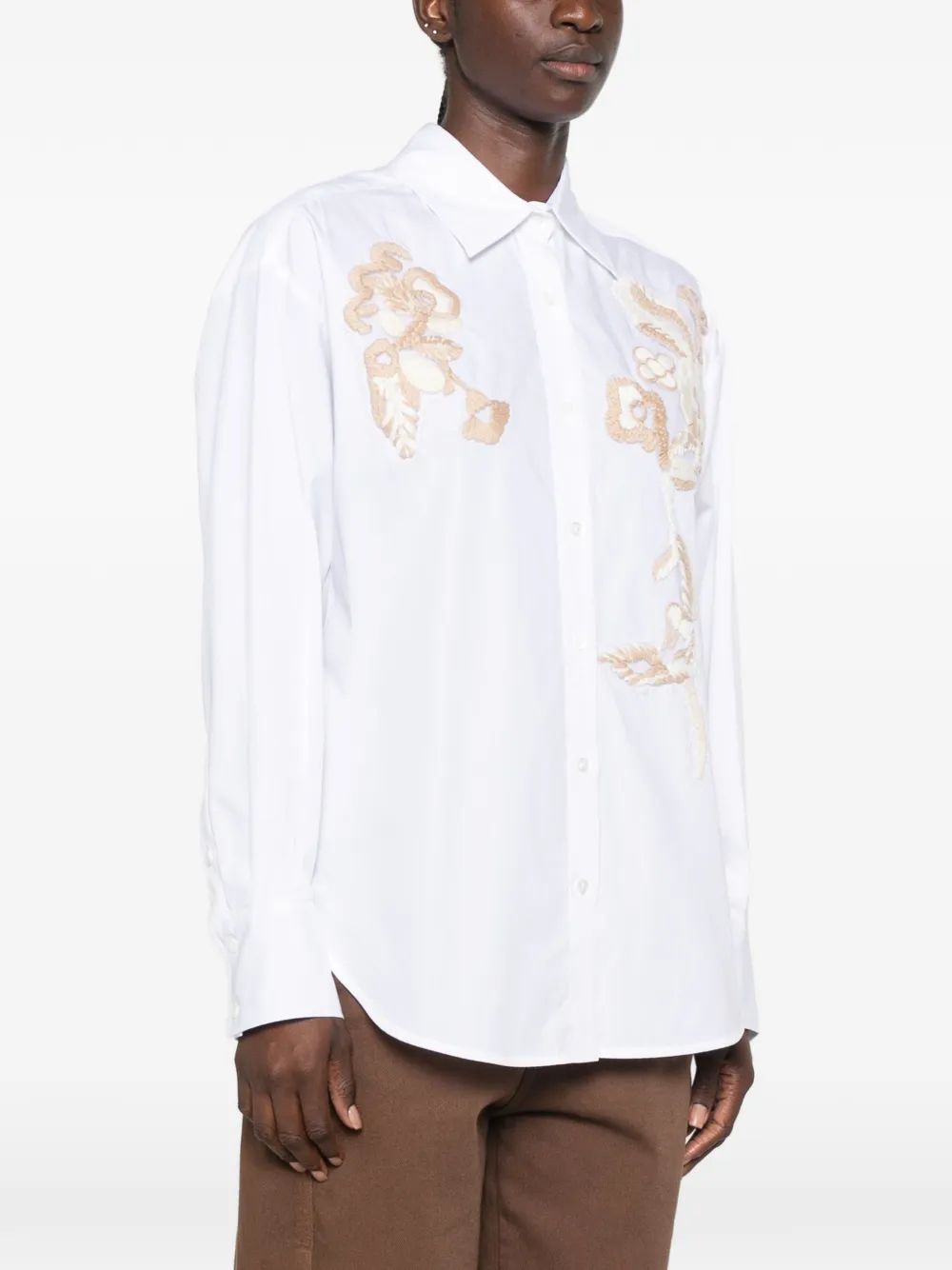ERMANNO FIRENZE Blouse met geborduurde bloemen Wit