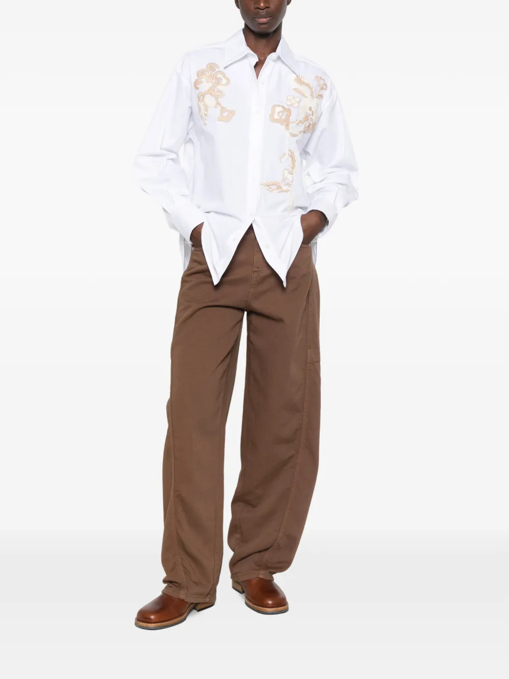 ERMANNO FIRENZE Blouse met geborduurde bloemen Wit