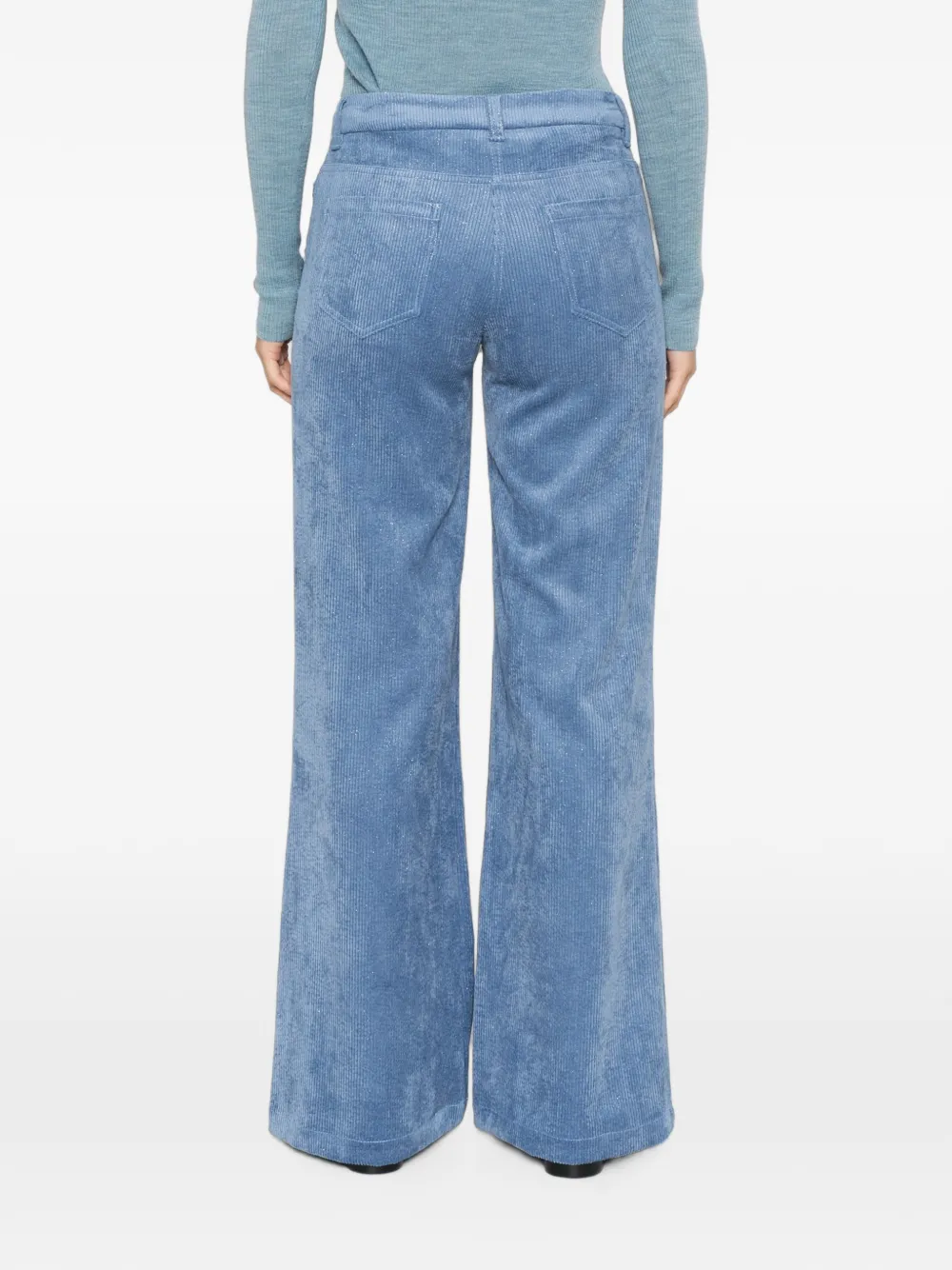 ERMANNO FIRENZE Ribfluwelen broek met glitter-effect Blauw