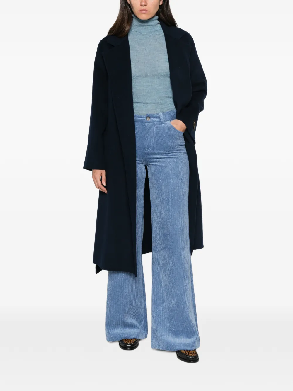 ERMANNO FIRENZE Ribfluwelen broek met glitter-effect Blauw