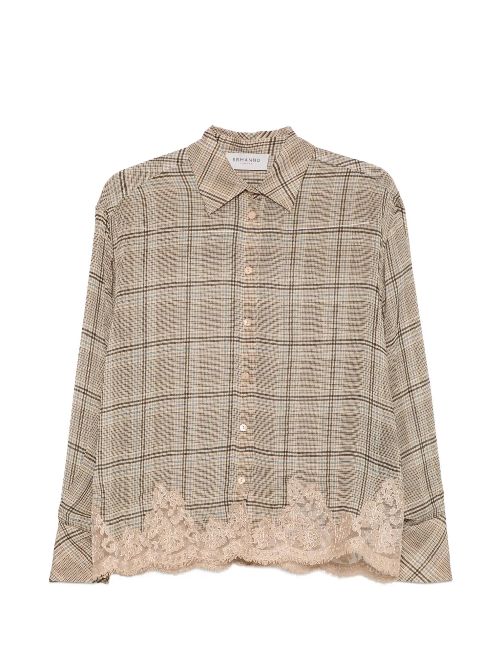ERMANNO FIRENZE check lace-trim shirt
