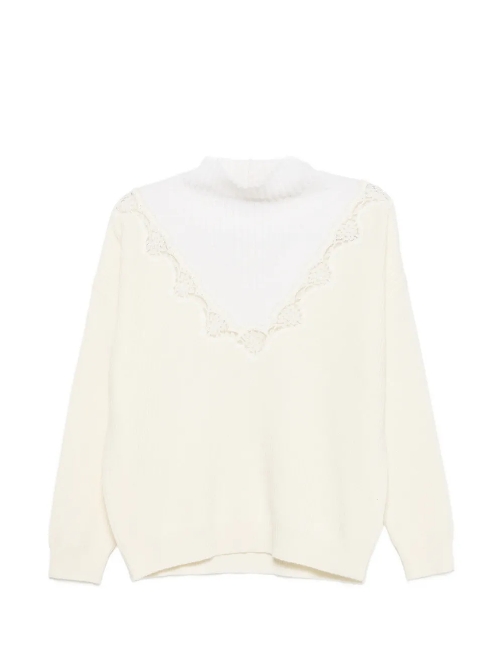 ERMANNO FIRENZE lace-trim mock-neck sweater