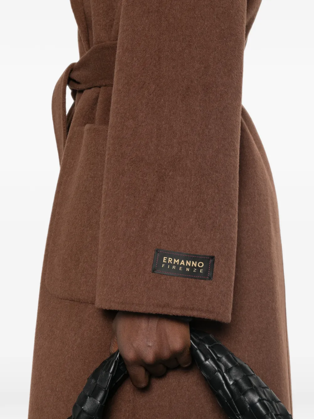 ERMANNO FIRENZE Jas met gekerfde revers en ceintuur Bruin