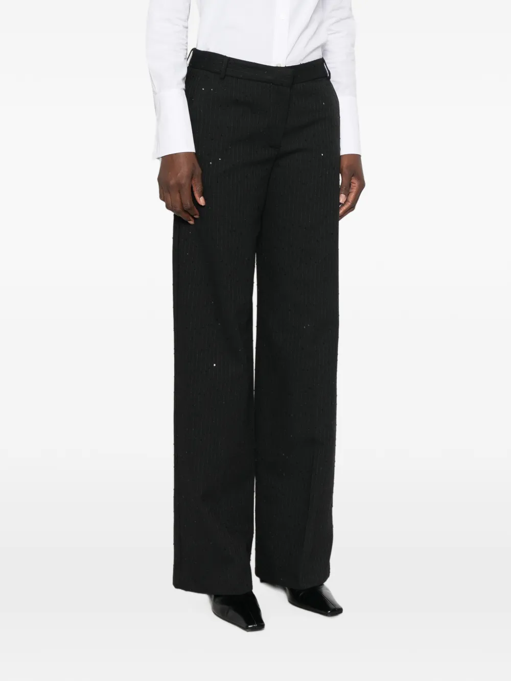 ERMANNO FIRENZE Broek met krijtstreep en pailletten Zwart