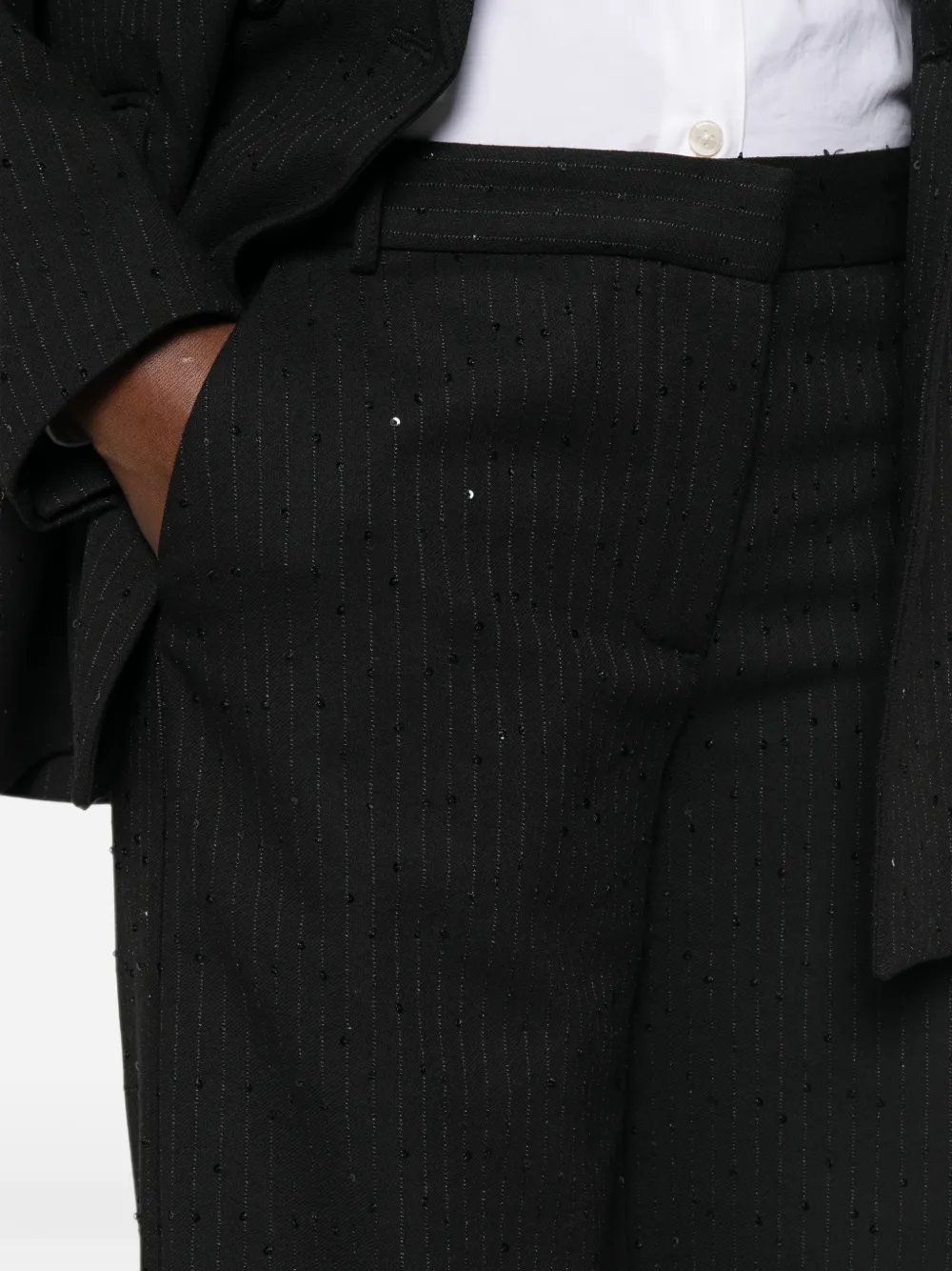 ERMANNO FIRENZE Broek met krijtstreep en pailletten Zwart
