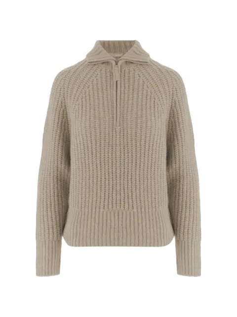 Allude ribbed-knit half-zip sweater