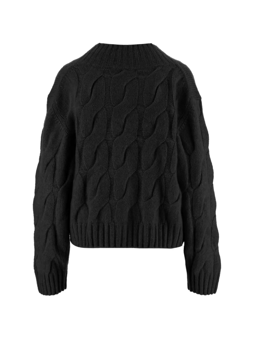 Allude Kabelgebreide trui met V-hals Zwart