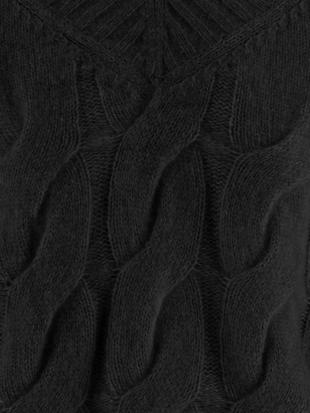 Allude Kabelgebreide trui met V-hals Zwart