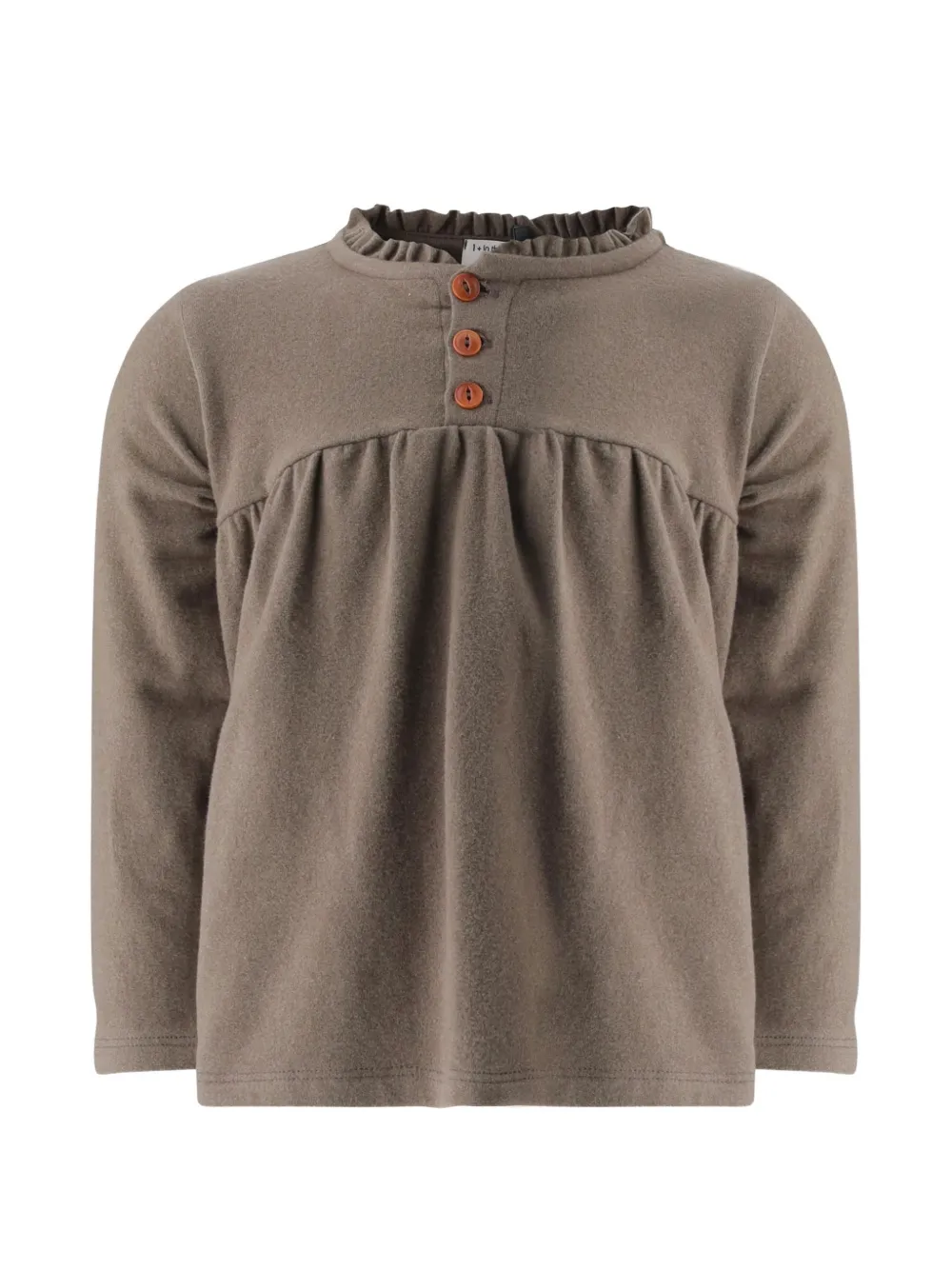 1+ In The Family ruffle-collar button-fastening sweater - Marrone