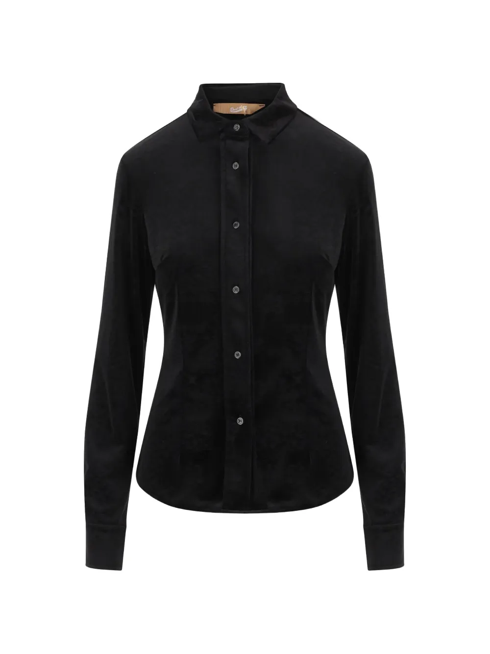 DON'T @ ME velvet-effect long-sleeve shirt