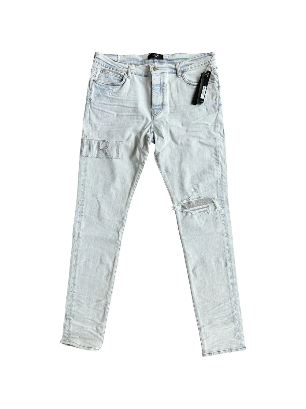 AMIRI crystal-applique logo jeans - Blu