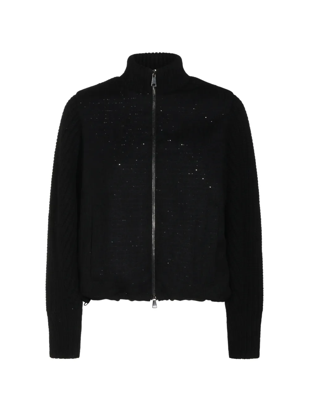 Fabiana Filippi sequin-embellished ribbed-knit jacket - Schwarz