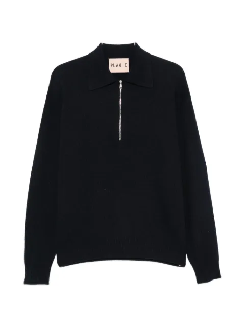 Plan C zip-fastening knit polo shirt