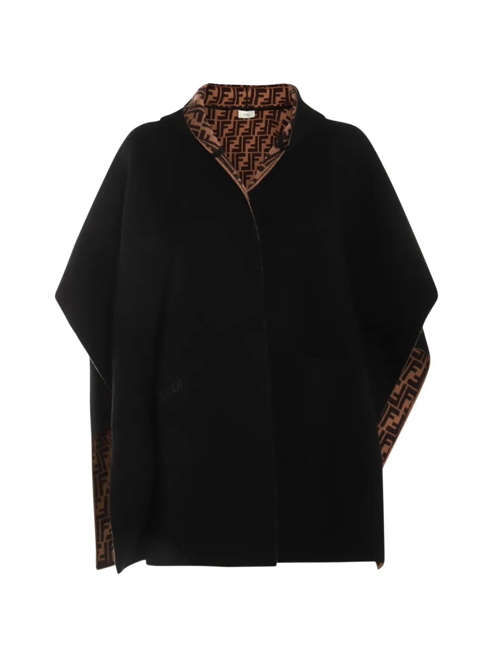 Fendi Kids FF logo-print hooded cape - Nero