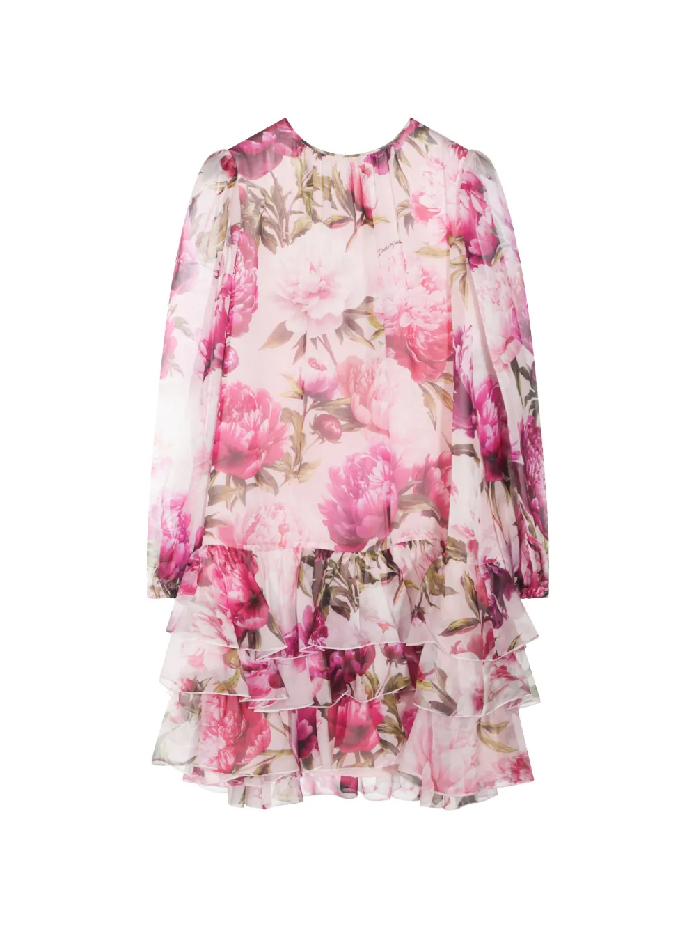 Dolce & Gabbana Kids peony-print chiffon dress - Rosa