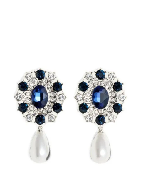 Self-Portrait crystal-embellished faux-pearl drop earrings