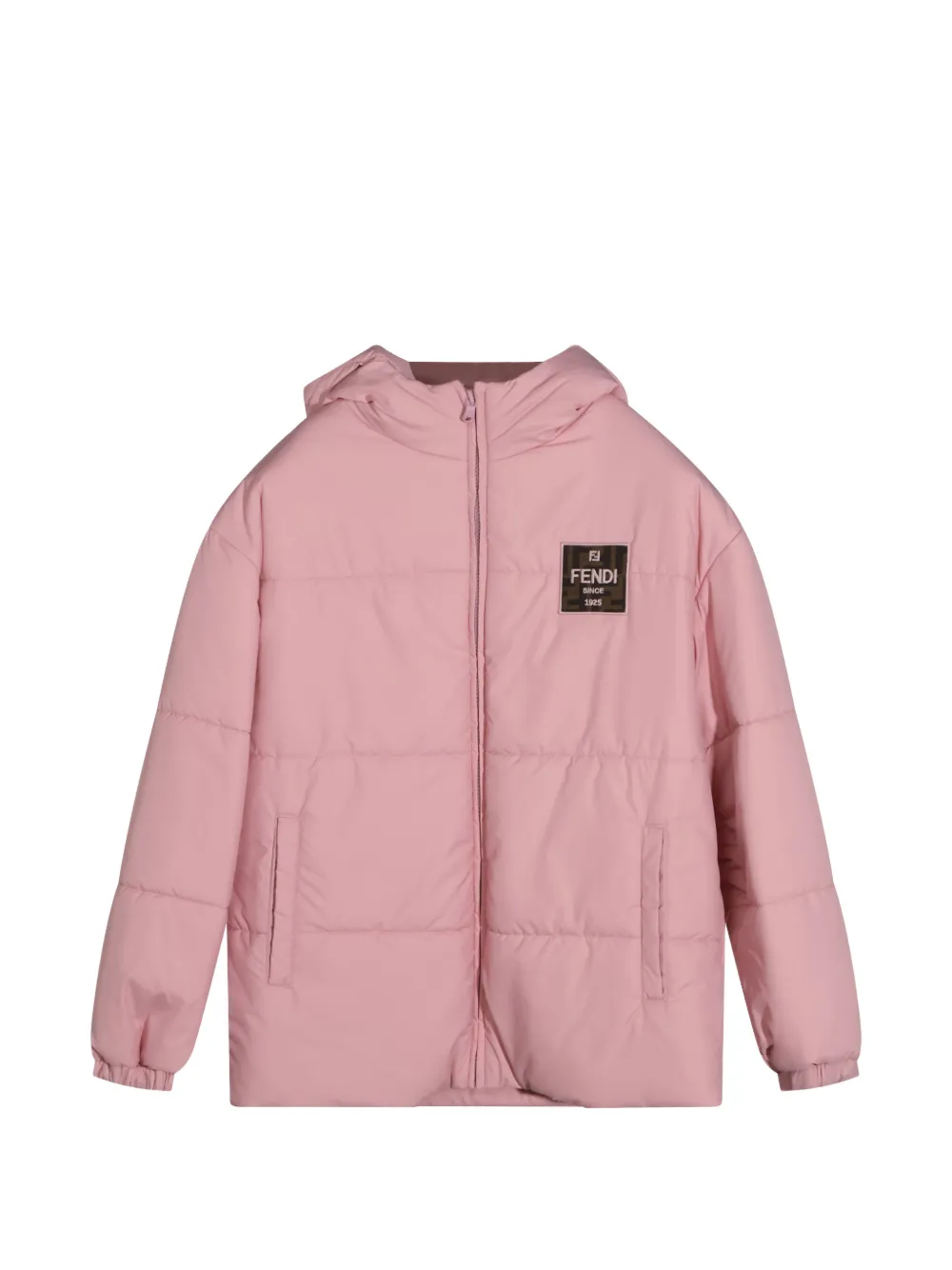 Fendi Kids logo-patch padded coat - Rosa