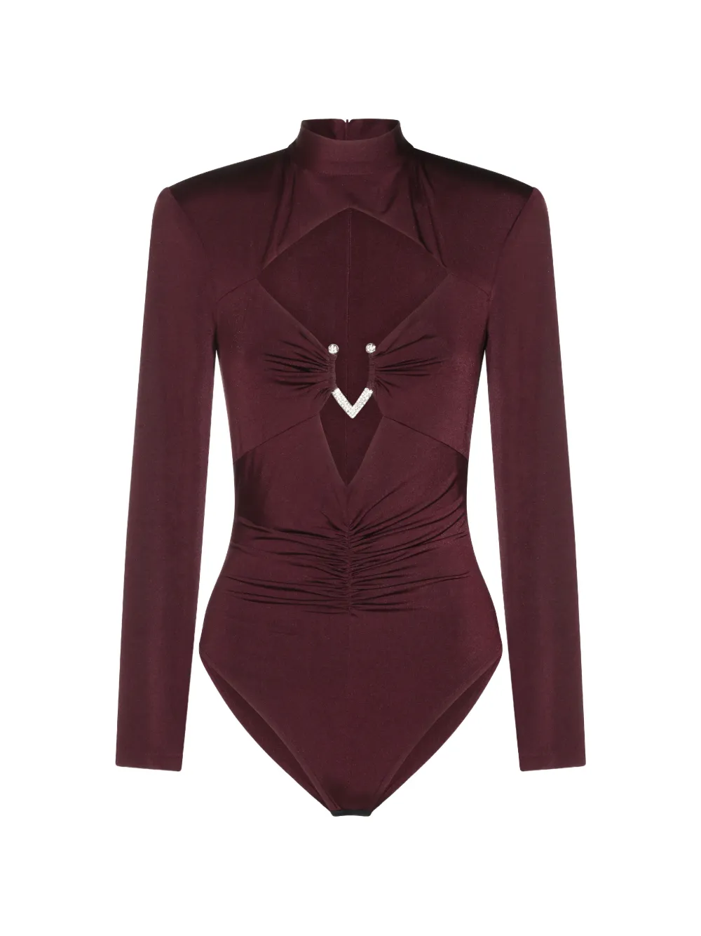 NISSA cut-out crystal-embellished bodysuit - Rosso