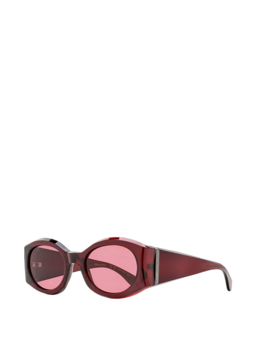 Ferragamo Eyewear Zonnebril met ovaal montuur Rood