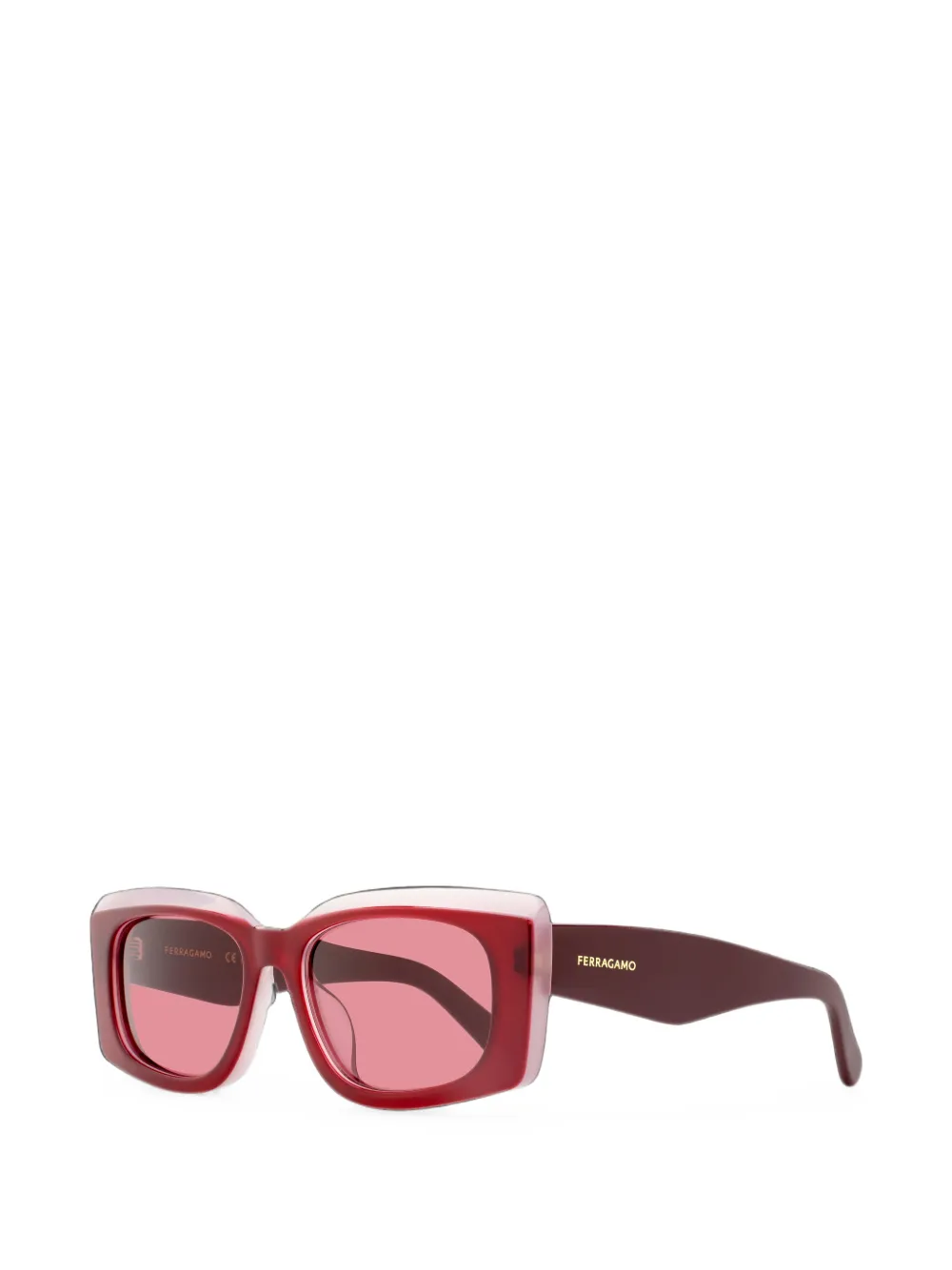 Ferragamo Eyewear Zonnebril met rechthoekig montuur Rood