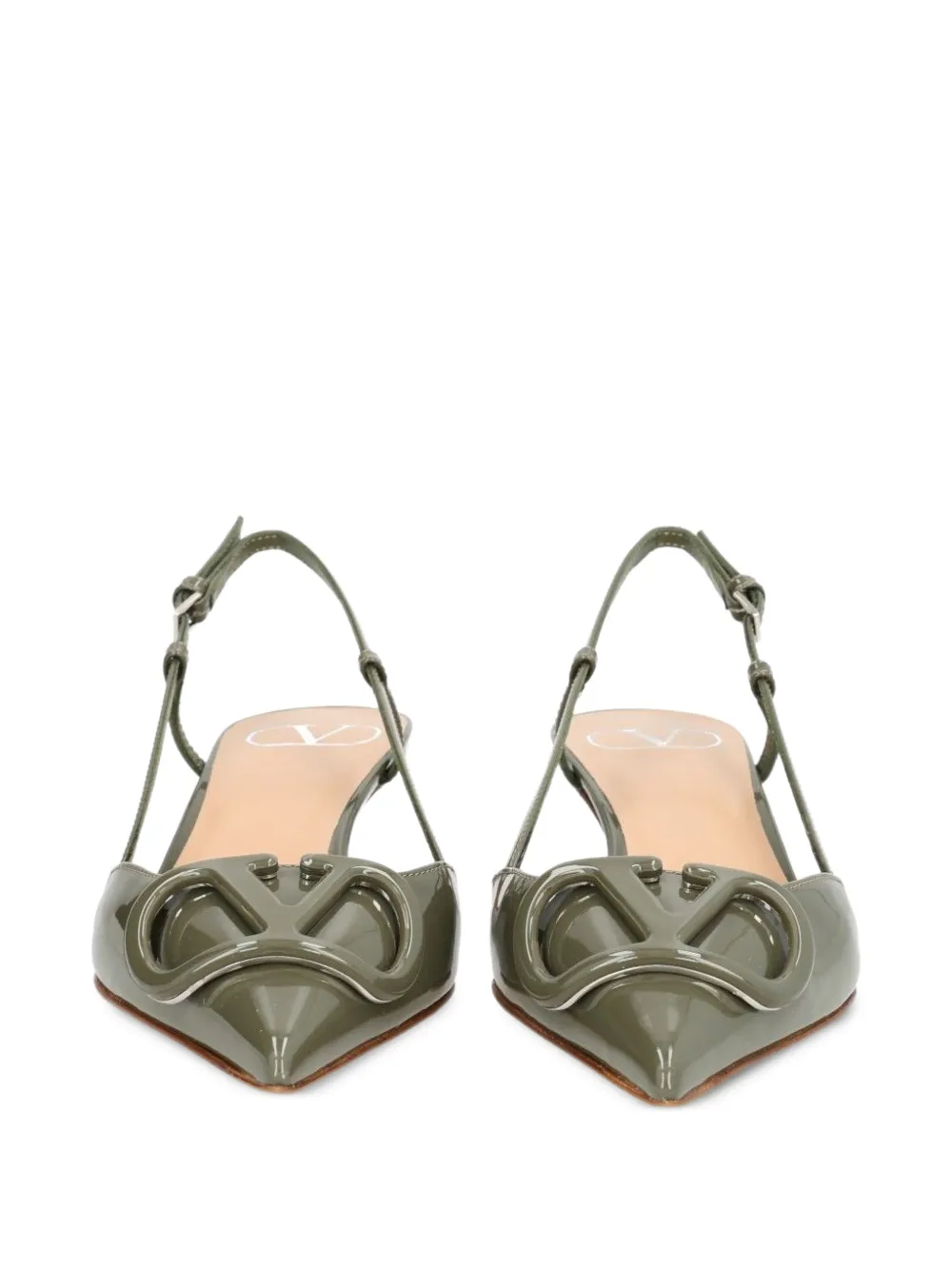 Valentino Garavani VLogo Signature calfskin slingback pumps Groen