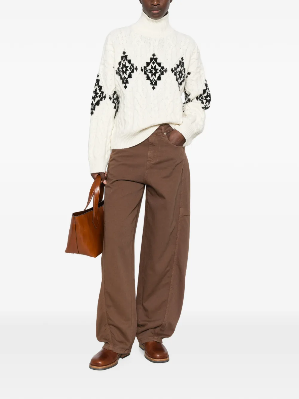 ERMANNO FIRENZE Jeans met vlakken Bruin