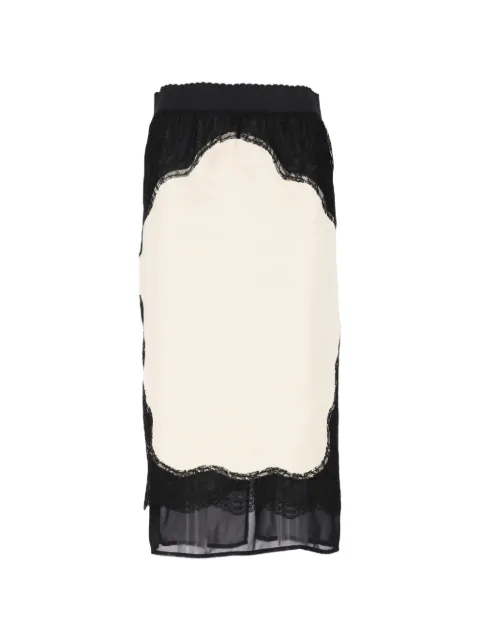 The Attico lace-panelled satin midi skirt
