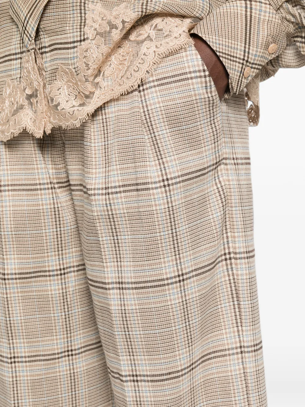 ERMANNO FIRENZE Geruite broek Beige
