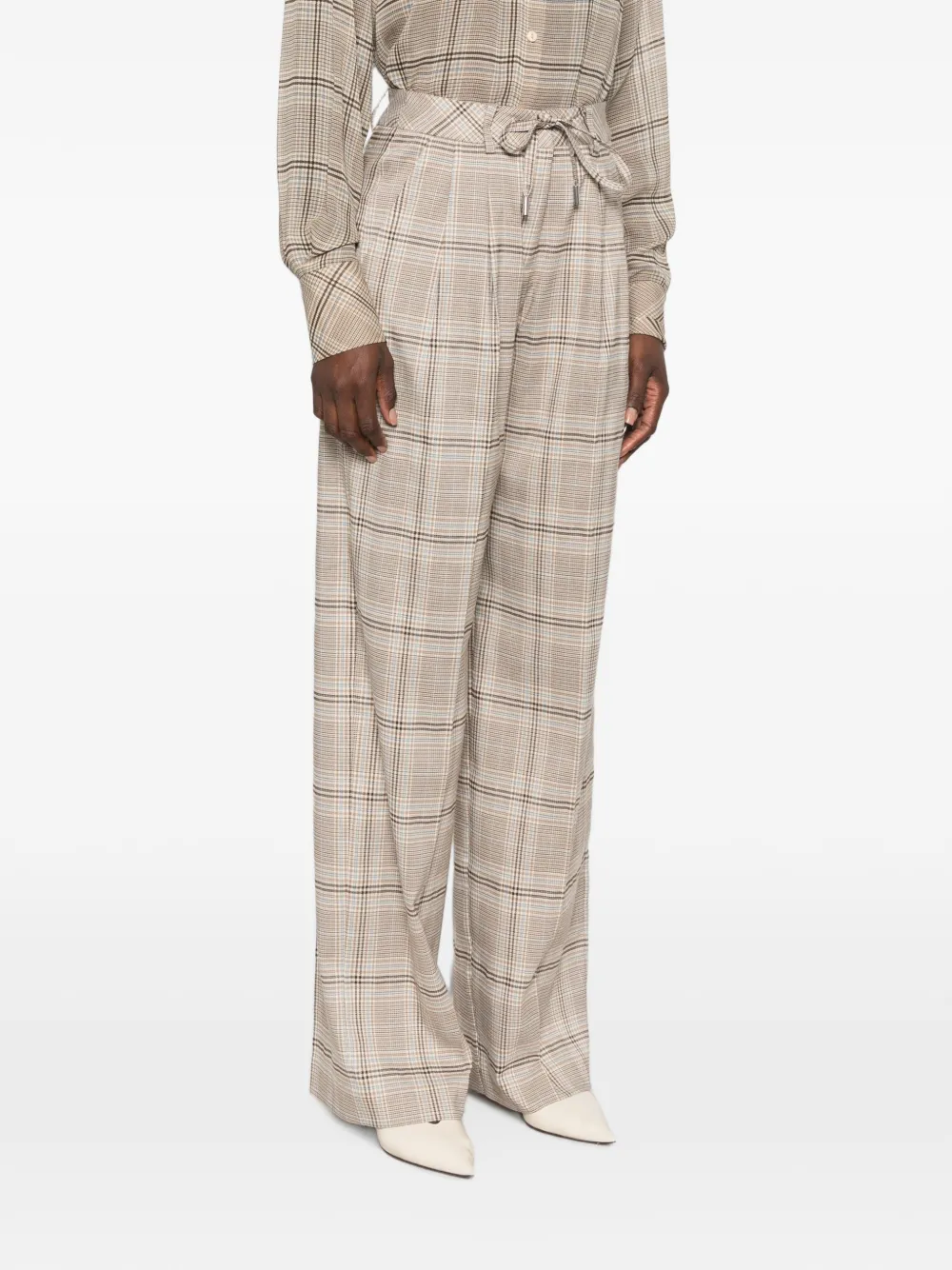 ERMANNO FIRENZE Geruite broek Beige