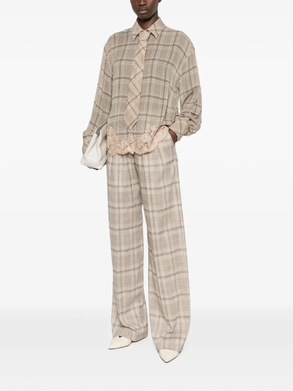 ERMANNO FIRENZE Geruite broek Beige