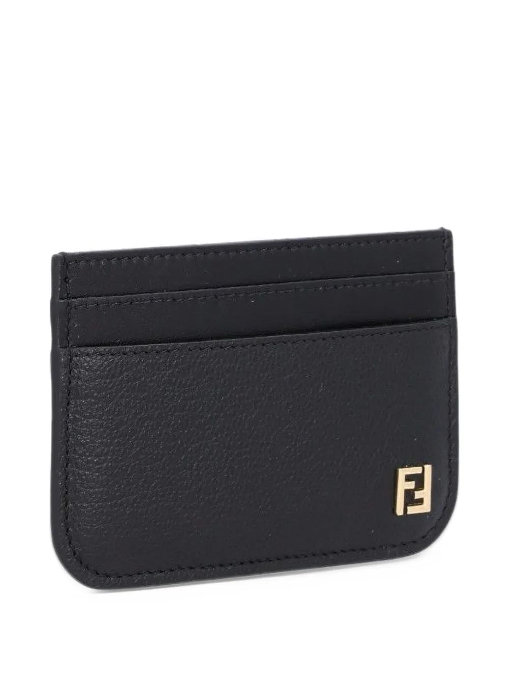 FENDI FF black leather card case Zwart