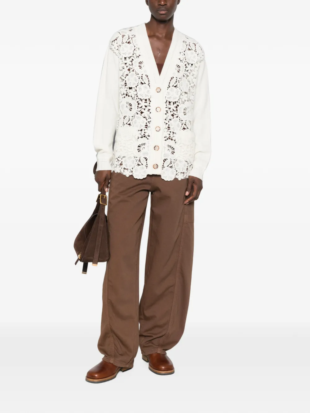 ERMANNO FIRENZE Vest met kanten vlakken Beige
